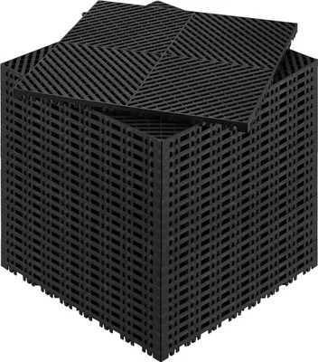 Produktbild von VEVOR 24 x ineinandergreifende Drainagematte Duschmatte 415 x 415 mm modulares ineinandergreifende Bodenmatten 17,6 mm dicke Drainagematten, rutschfeste Drainage-Bodenfliesen, für Garage Schwarz