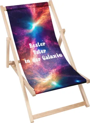 Produktbild von Dreamroots Liegestuhl klappbar Holz bis zu 130 kg,Sonnenliege klappbar mit 3-stufiger Neigungsregulierung der Rückenlehne,Bester Vater in der Galaxie