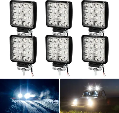 Image de TolleTour 6 pièces 48W LED Projecteur de travail Projecteur auxiliaire Offroad Projecteur voiture 10-30V blanc froid Lumière de travail IP67 étanche