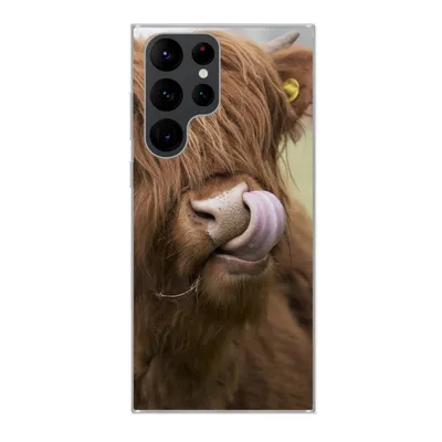 Produktbild von MuchoWow® Handyhülle Schutzhülle Hülle für Samsung Galaxy S22 Ultra Schottischer Highlander - Braun - Tiere Silikon Softcase Handy Hülle - Abbildung