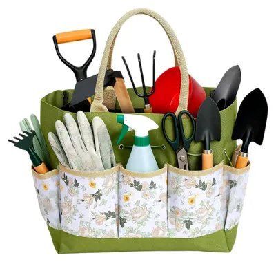 Produktbild von Gartentasche mit mehreren Fächern aus Oxford, strapazierfähiger Organizer für Gartenwerkzeuge, tragbare Tasche für den Außenbereich