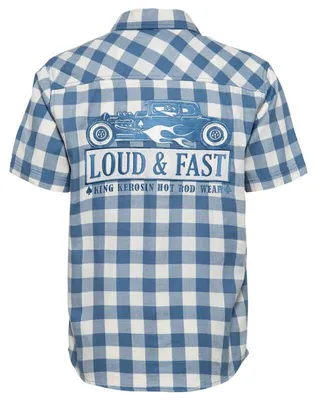 Image de T-shirt manches courtes King Kerosin - Modèle "Loud & Fast", couleur bleu