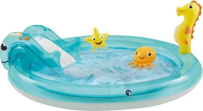 Obrázok produktu pre Happy People 77756 - Hracie centrum - Oceán so šmykľavkou a striekačkou s morským koníkom (150x18cm) Detské bazéniky Bazén