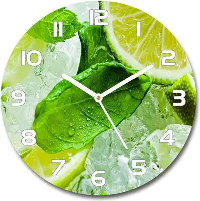 Produktbild von Wanduhr aus Glas 30fi Glasbild Glasuhr Gehärtetes Glas - weisse-zeiger - Lime with ice