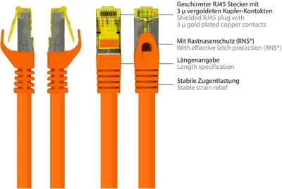 Obrázok produktu pre Alcasa Cat. 7 S/FTP 7.5m, 7,5 m, Cat7, S/FTP (S-STP), RJ-45, RJ-45, Oranžová