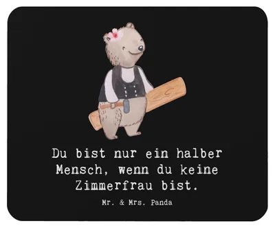 Produktbild von Mr. & Mrs. Panda Mousepad Zimmerfrau Herz - Schwarz - Geschenk, Mauspad, laptop, computer, Mouse Pad, mousematte