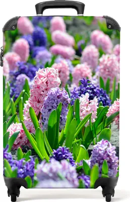 Produktbild von NoBoringSuitcases.com® Koffer Handgepäck Trolley Rollkoffer Kleine Reisekoffer mit 4 Rollen - Blumen - Hyazinthe - Rosa - Violett - Botanisch - Cabin Size < 55x40x23 cm & 55x40x20 cm - Fotokoffer - Kabinenkoffer - BoardgepäckHandgepäck Koffer 55x35x20 cm, 36L,