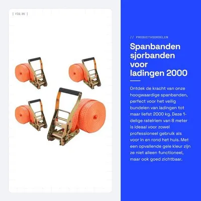Produktbild von Spanngurte mit Ratschenverschluss - 2000 kg - 8 m - 50 mm - Zurrgurte - Ladungsgurte - 4 Stück