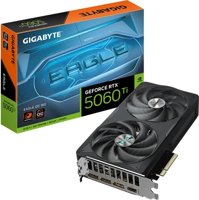 Image de GIGABYTE GeForce RTX 5060 Ti EAGLE OC 16G Carte graphique - 16Go GDDR7, 128bit, PCI-E 5.0, 2617MHz Core Clock, 3 x DisplayPort, 1 x HDMI, GV-N506TEAGLE OC-16GD