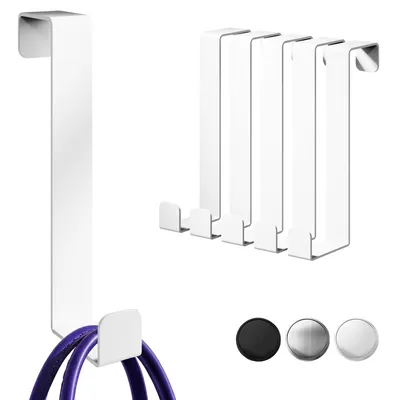 Produktbild von Aurelia Home Türhaken zum Aufhängen, 6er Set, Weiß - Garderobenhaken für Tür oder Schrank, flexible Türgarderobe zum Einhängen mit hoher Belastbarkeit