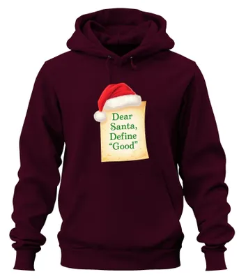 Obrázok produktu pre Dear Santa Define Good Christmas Funny Holiday Gift Uni mikina s kapucňou Kapuzenpullover, Burgundy, S