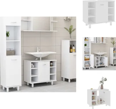 Produktbild von vidaXL Badezimmerschrank Weiß 60x32x53,5 cm Holzwerkstoff -  Badezimmermöbel-Sets