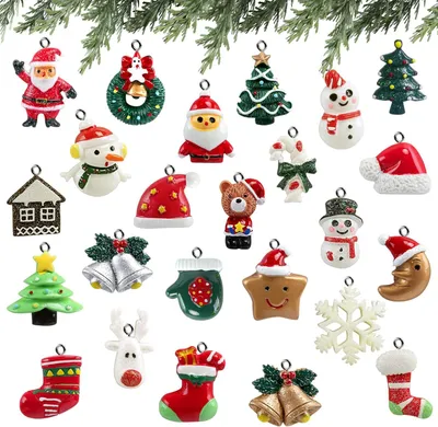 Produktbild von Weihnachtsbaumdekoration Mini Pendants, 24 Stück, bunte Resin, für Adventskalender