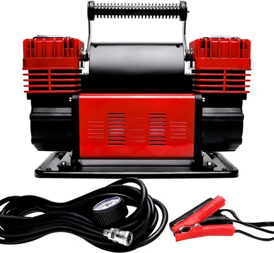 Immagine prodotto di Compressore d'aria portatile da 8 bar - Pompa per pneumatici da 12V con tubo dell'aria da 7,3 metri e 3 adattatori