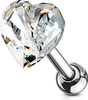 Produktbild von Helix & Tragus Ohr Piercing „Kristall Herz“ Clear