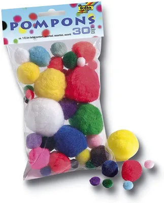 Produktbild von folia Pompons, 30 Stck, Gr”áen und Farben sortiert