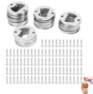 Flesopener-Set, 50 Stück, rund, silber, DIY