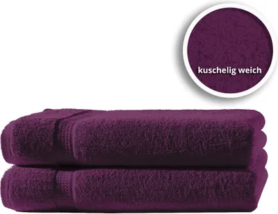 Produktbild von 2er Set Gästetücher Handtücher Duschtücher Badetücher Frottee 100% Baumwolle, Farbe:Lila, Größe:Gästetücher 30x50 cm