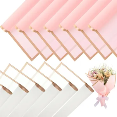 Produktbild von Geschenkpapier Blumenpapier 20 Blatt 58x58cm Wasserfest Rosa Weiß