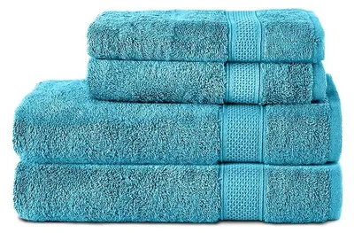 Produktbild von Komfortec 4er Handtuchset aus 100% Baumwolle, 2 Handtücher 50x100 cm und 2 Badetücher 70x140 cm Set, Frottee, Weich, Türkis
