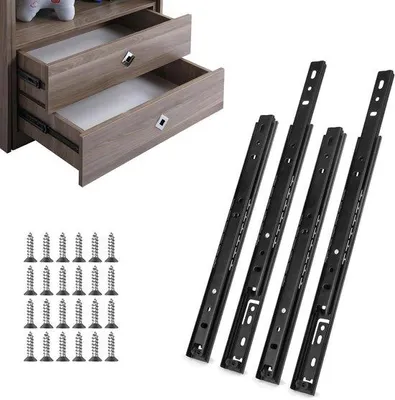 Produktbild von Famanu Schubladenschienen Set 2 Paar 250 mm schwarz - 20 kg Tragkraft seitliche Montage