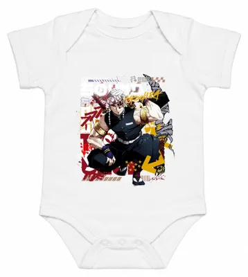 Productafbeelding van Tengen Uzui Kimetsu no Yaiba, zwaard, parels, goud, otaku, babyromper, wit, maat 0/3