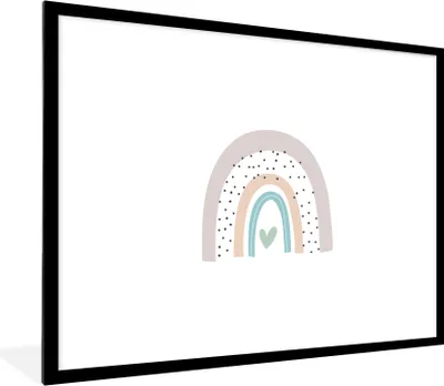 Produktbild von MuchoWow® Gerahmtes Poster Regenbogen - Herz - Pünktchen - Kinder - Kinder 80x60 cm - Poster mit Schwarzem Bilderrahmen Wandposter Rahmen Foto Bilder - Schlafzimmer-Dekorationen - Fotoposter