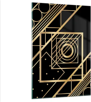 Produktbild von Bilder auf glas - Einteilig - Abstraktion Quadrat Gold - 80x120cm - Glasbilder - Wandbilder - Bilder - zum Aufhängen bereit - Wanddekoration aus Glas - Glas Bilder - Wandbild auf Glas - GPA80x120-4375