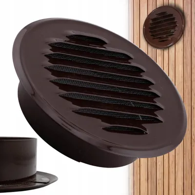 Immagine prodotto di Griglia di ventilazione rotonda in metallo con raccordo, diametro 125 mm, marrone