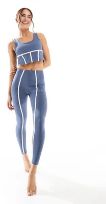 Image de Legging de sport "Vani S" en bleu pierre/blanc