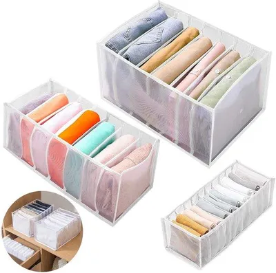 Produktbild von Kleiderorganizer 3er-Set, Schublade, Jeansfach, Unterwäschebox, Schranksystem