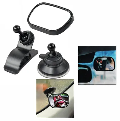 Imagen del producto de Espejo retrovisor para automóvil con ventosas y sujeciones, ajustable, de 85 x 50 mm, para asiento de bebé