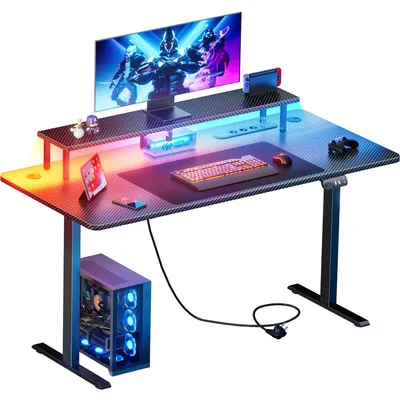 Produktbild von Elektrisch höhenverstellbarer Schreibtisch - Sitz Steh Tisch 120x60 cm - Memory Funktion - Integrierte Steckdose - Gaming Schreibtisch - Metallgestell