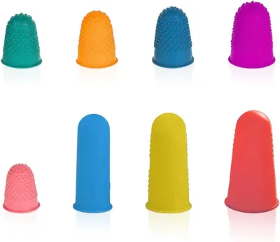 Productafbeelding van Vingerbeschermers Siliconen - Vingerhoedjes Beschermend - Precisiewerk Hulp - Antislip Ontwerp - 8 Stuks - Multicolor