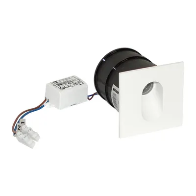 Productafbeelding van Inbouwspots, inbouwschijnwerper, traplelamp, vierkant, wit, 3W, IP54, geschikt voor inbouwdozen van 60mm, warmwit
