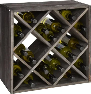 Produktbild von Weinregal 52 cm, Modul Raute, Holz in tobacco gebeizt, Braun