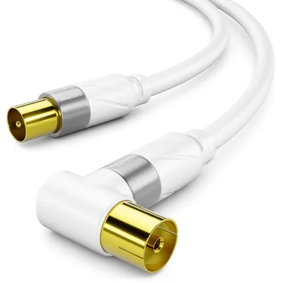 Produktbild von deleyCON 7,5m 4K TV Antennenkabel Winkel - IEC Koaxialkabel HDTV - Weiß