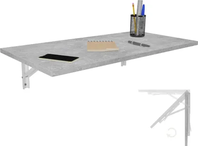 Obrázek produktu pro Skládací stůl na zeď Stolová deska 80x40 cm ve vzhledu betonu Skládací stůl Jídelní stůl Kuchyňský stůl na zeď Stabilní barový stůl Stojací stůl Stůl