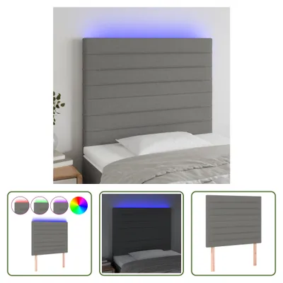 Produktbild von The Living Store LED Kopfteil Dunkelgrau 80x5x118/128 cm Stoff