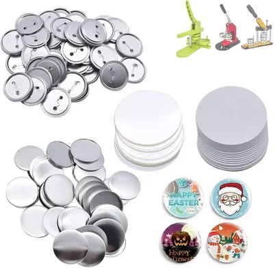 Buttonset 100 Stück 50 mm DIY-Pin-Buttons, runde Abzeichenrohlinge