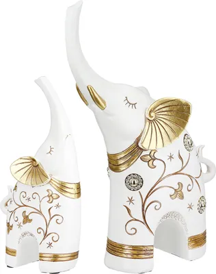 Productafbeelding van Gilde, set van 2 stuks, beeldje, olifant, "Rubin", kunsthars, crème, verpakking met 2 stuks, lengte 5 cm, breedte 26 cm, hoogte 19 cm, artikelnummer 37807, EAN 4063387378076
