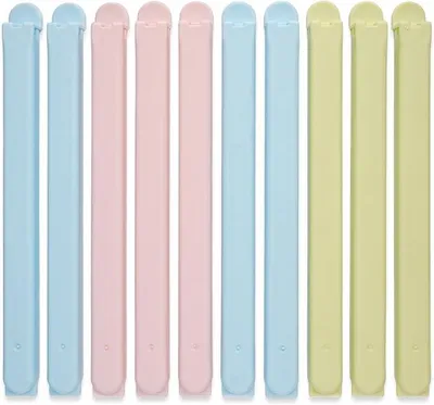 Produktbild von PolkaHome® 10er-Pack Beutelclips 20 cm – Große Tütenclips zum Wiederverschließen, PP, Blau/Grün/Rosa