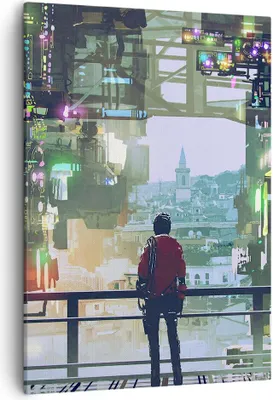 Produktbild von Bild auf Leinwand - Leinwandbild - Einteilig - Stadt Brücke Haus - 50x70cm - Wand Bild - Wanddeko - Wandbilder - Leinwanddruck - Kunstdruck - Wanddekoration - Leinwand bilder - Wandbild - PA50x70-4017