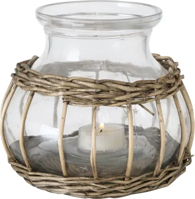 Produktbild von Boltze Velato, Vase mit runder Form, Glas, Weiden, Braun, Transparent, Tisch, Drinnen, 140 mm