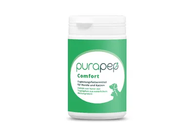 Produktbild von purapep Comfort Pulver Ergänzungsfuttermittel für Hund und Katze gegen Angst, Stress, Aggression 100g