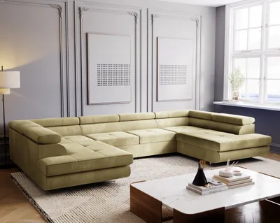 Produktbild von E-ZIMPAZ Ecksofa mit Schlaffunktion und Bettkasten MONTANA XL Eckcouch U-Form Sofa Wohnzimmersofa XXL Wohnlandschaft Couchgarnitur - Beige MH04