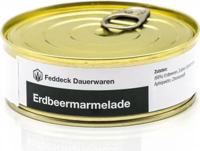 Produktbild von Dosenmarmelade Erdbeere, 200 g MHD 10 Jahre