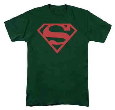 Image de T-shirt Superman pour hommes/femmes, coupe unie, en coton ring-spun TV40346 (taille XL), couleur vert foncé, Image générée par une IA