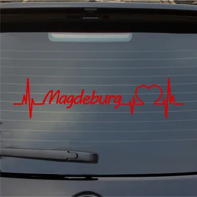 Produktbild von Heckscheibenaufkleber Magdeburg Herzschlag Puls Stadt Liebe 55x13 cm Rot Auto Aufkleber Sticker