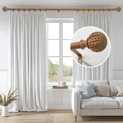 Immagine prodotto di Tirante per tende estensibile, con finitura in legno scuro, da 80 a 365 cm, adatto per tende pesanti